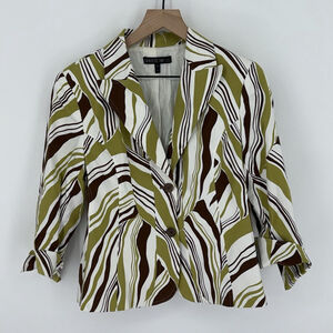 Lafayette 148 New York Green Brown Women’s Blazer Jacket Size 10